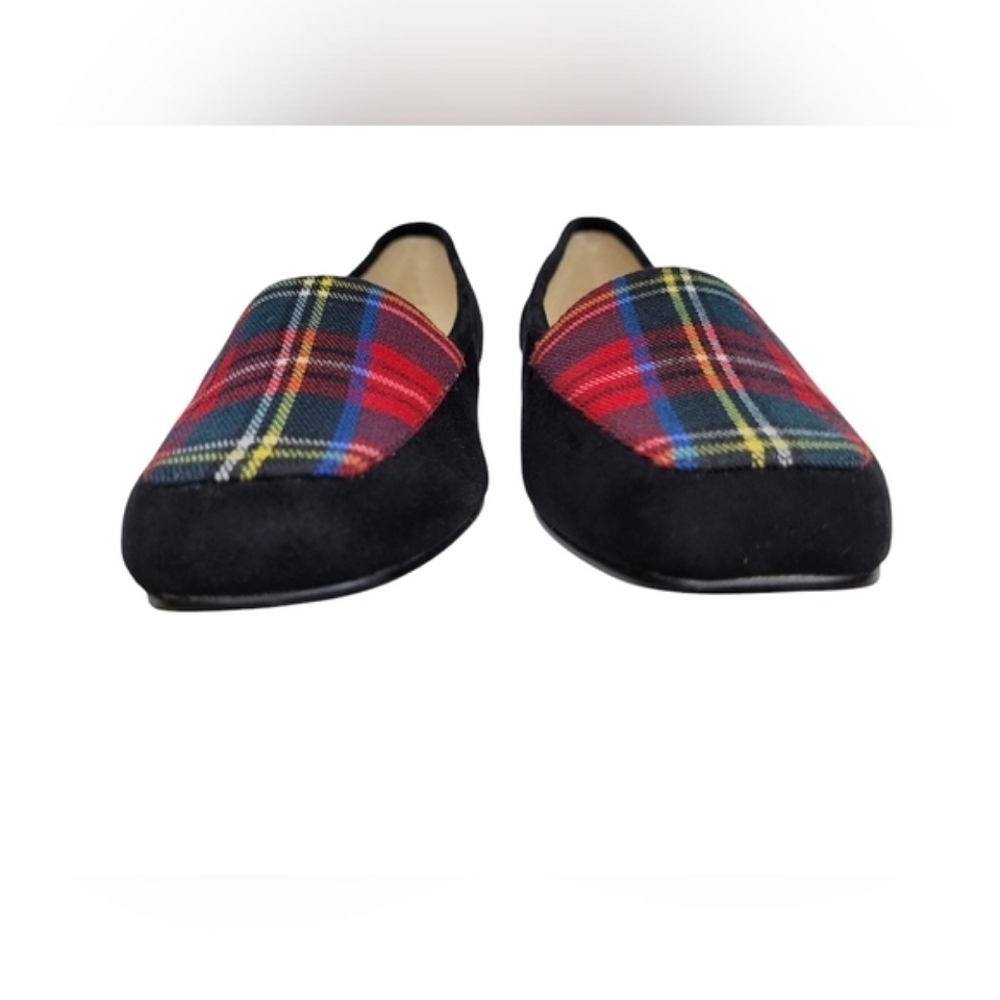 BANDOLINO Liberty  Women's Black Suede Leather Plaid Loafer Flat Shoes - Picture 2 of 9